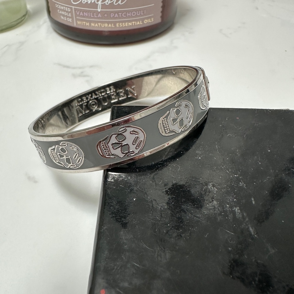 Alexander McQueen Silver Skull Bangle